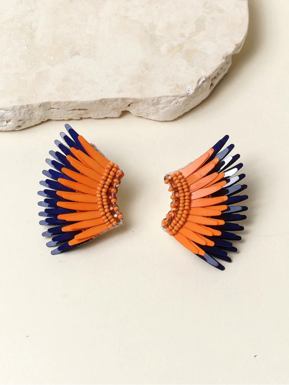 Mignonne Gavigan Orange & Navy Wing Earrings